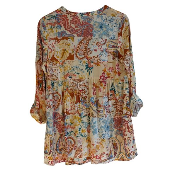 CHRISTIAN SIRIANO | Top Blouse Peasant Floral Western Fall Paisley Boho | SMALL - Picture 2 of 6